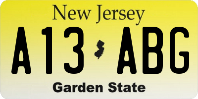 NJ license plate A13ABG