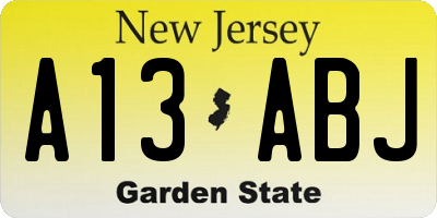 NJ license plate A13ABJ