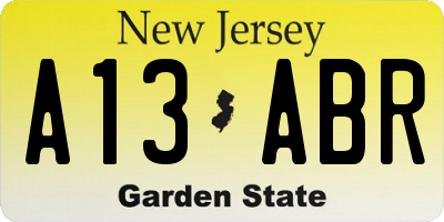 NJ license plate A13ABR