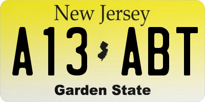 NJ license plate A13ABT