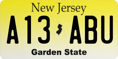 NJ license plate A13ABU