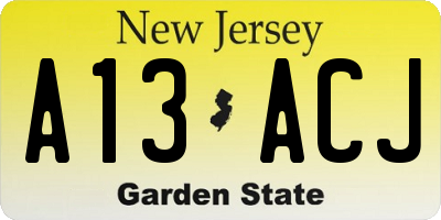 NJ license plate A13ACJ