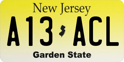 NJ license plate A13ACL