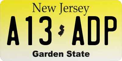 NJ license plate A13ADP