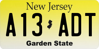 NJ license plate A13ADT