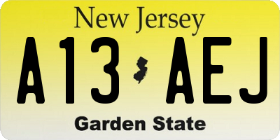NJ license plate A13AEJ