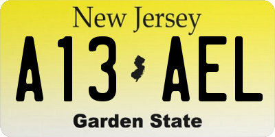 NJ license plate A13AEL
