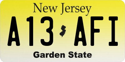 NJ license plate A13AFI
