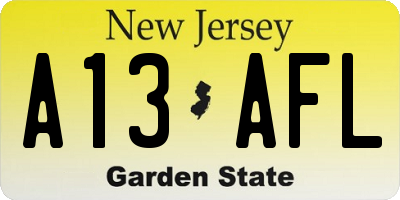 NJ license plate A13AFL
