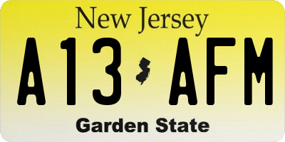 NJ license plate A13AFM
