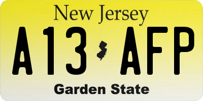 NJ license plate A13AFP
