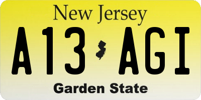 NJ license plate A13AGI