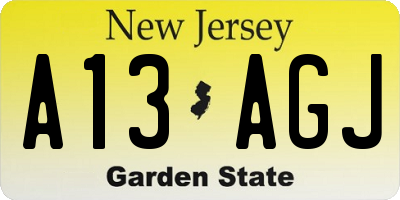 NJ license plate A13AGJ