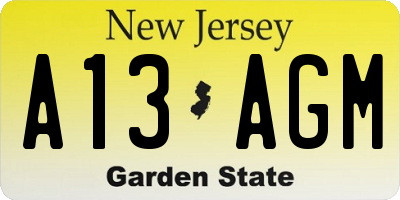 NJ license plate A13AGM