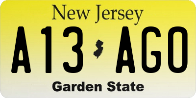 NJ license plate A13AGO