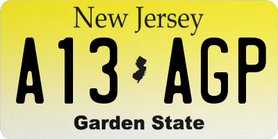 NJ license plate A13AGP