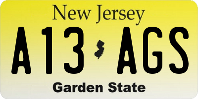 NJ license plate A13AGS