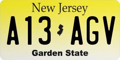 NJ license plate A13AGV
