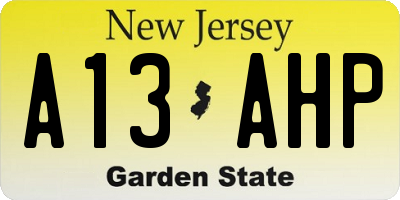 NJ license plate A13AHP