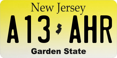 NJ license plate A13AHR