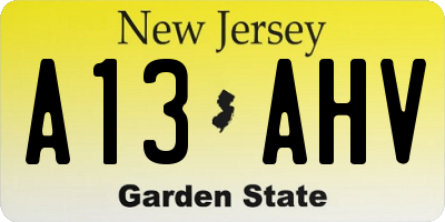 NJ license plate A13AHV