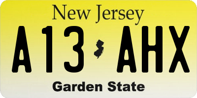NJ license plate A13AHX