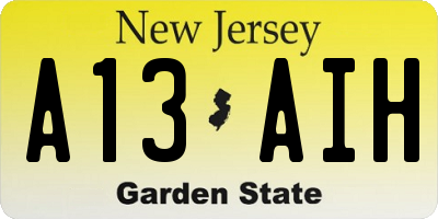 NJ license plate A13AIH