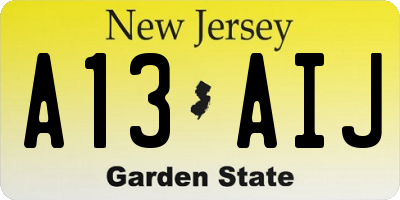 NJ license plate A13AIJ