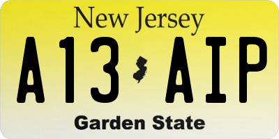 NJ license plate A13AIP