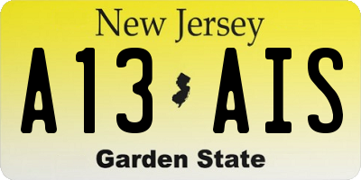 NJ license plate A13AIS