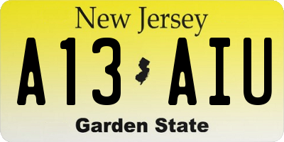 NJ license plate A13AIU