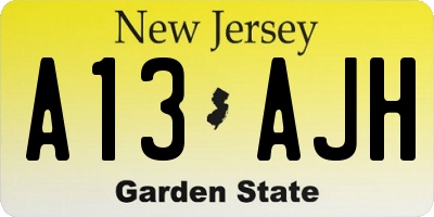 NJ license plate A13AJH