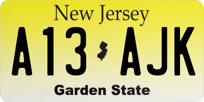 NJ license plate A13AJK