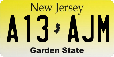 NJ license plate A13AJM