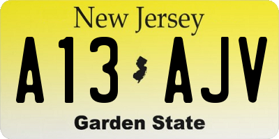 NJ license plate A13AJV