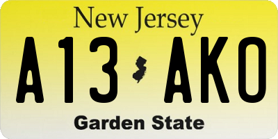 NJ license plate A13AKO
