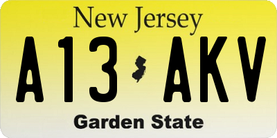 NJ license plate A13AKV