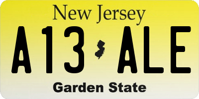 NJ license plate A13ALE