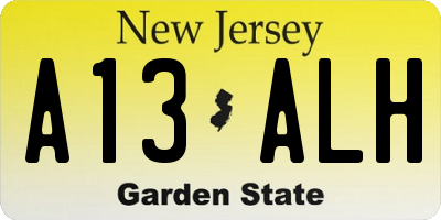 NJ license plate A13ALH
