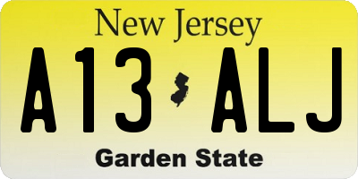 NJ license plate A13ALJ