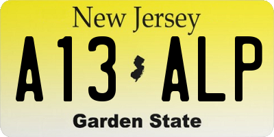 NJ license plate A13ALP