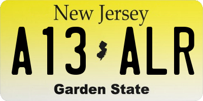 NJ license plate A13ALR