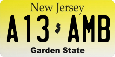 NJ license plate A13AMB