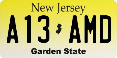 NJ license plate A13AMD
