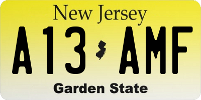NJ license plate A13AMF
