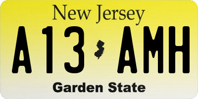 NJ license plate A13AMH