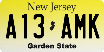 NJ license plate A13AMK
