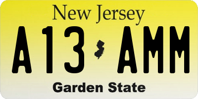 NJ license plate A13AMM