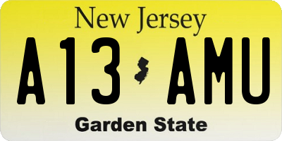 NJ license plate A13AMU