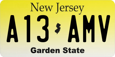 NJ license plate A13AMV